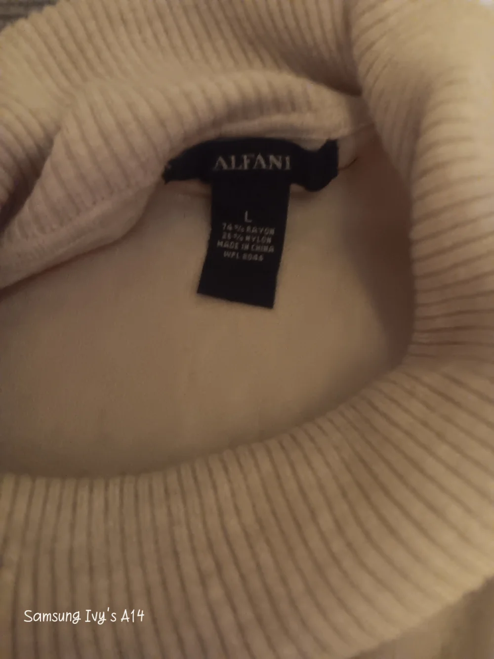 Alfani Cream Turtleneck Button-Sleeve Poncho Top - Picture 2 of 2
